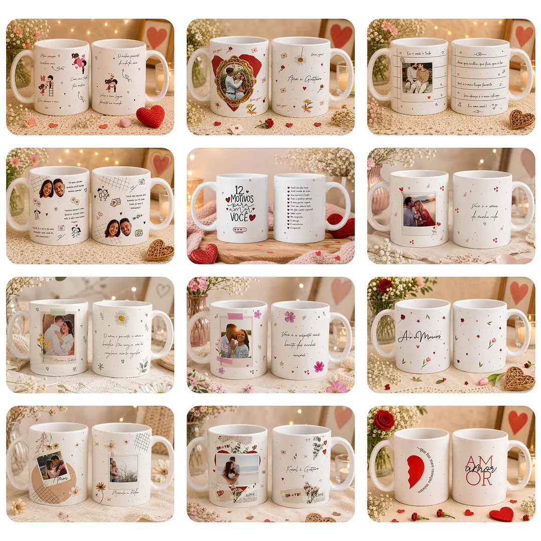 47 Artes para Caneca Dia dos Namorados Arquivos Editáveis em Canva 3