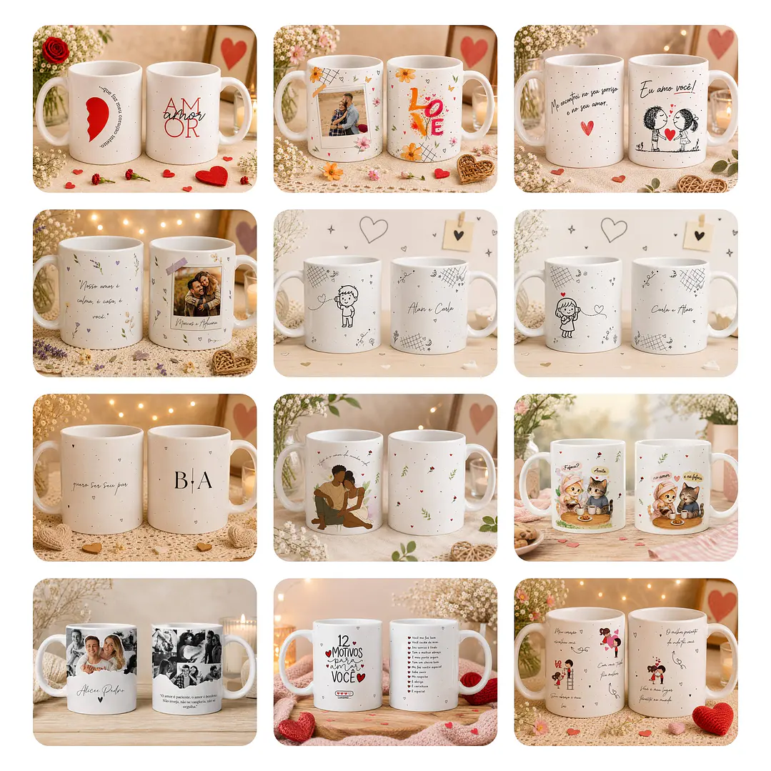 47 Artes para Caneca Dia dos Namorados Arquivos Editáveis em Canva 4