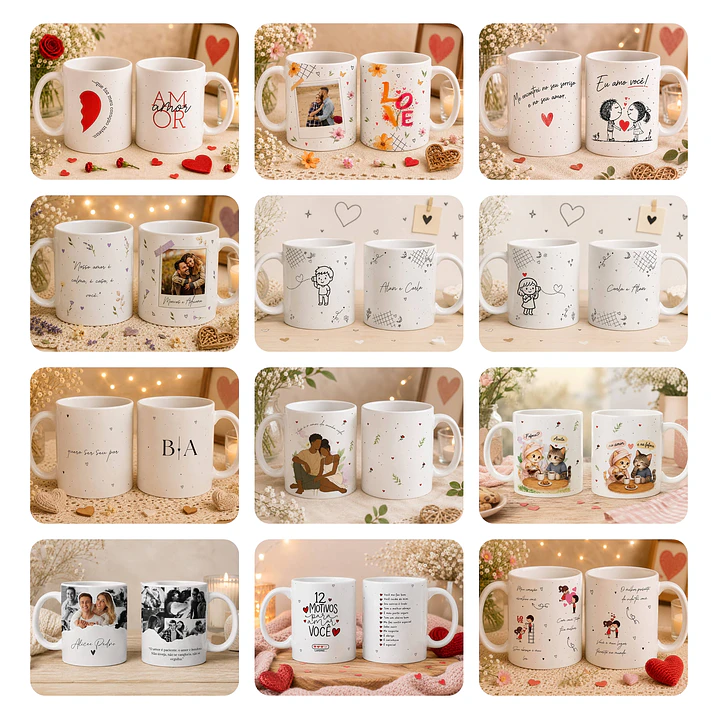 47 Artes para Caneca Dia dos Namorados Arquivos Editáveis em Canva 4