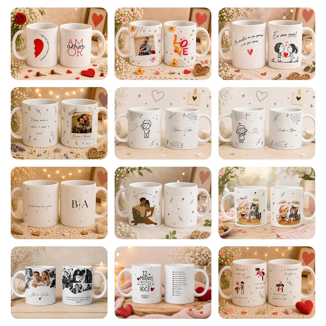 47 Artes para Caneca Dia dos Namorados Arquivos Editáveis em Canva 4