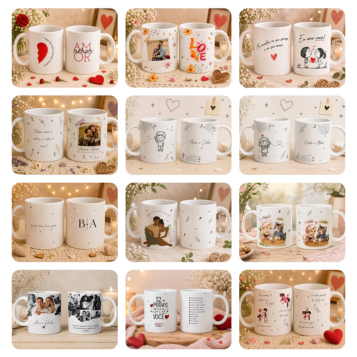 47 Artes para Caneca Dia dos Namorados Arquivos Editáveis em Canva 4