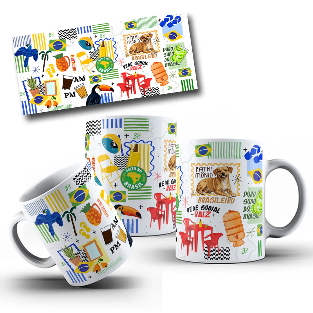 Artes para Copo e Caneca Brasilidade Arquivo Editável em Canva 2