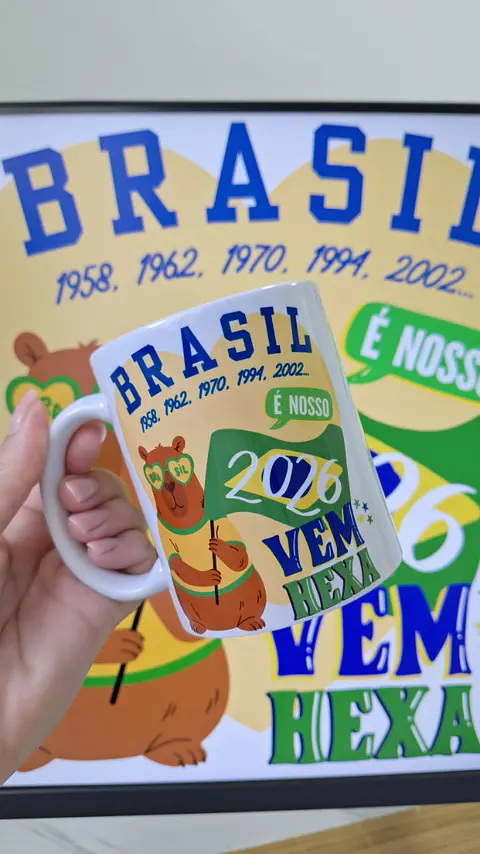  Artes para Caneca Brasil Hexa vem Arquivo em Png