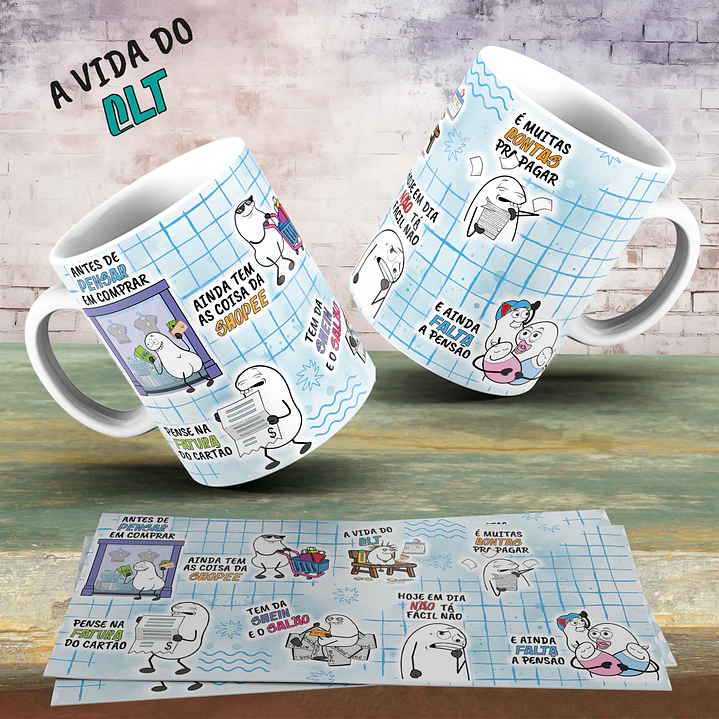  Artes para Caneca Flork Vida de CLT, antes de pensar em comprar, ainda tem as coisa da shopee, a vida do clt Arquivo em Png 1