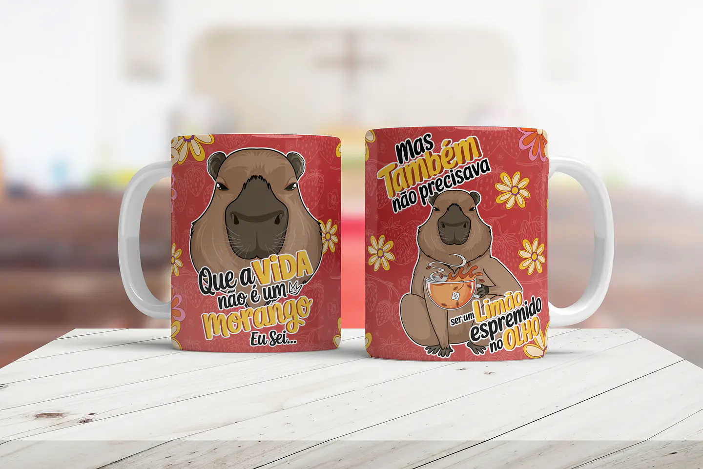  Artes para Caneca Que a vida não é um morango eu sei - Capivara Arquivo em Png 1