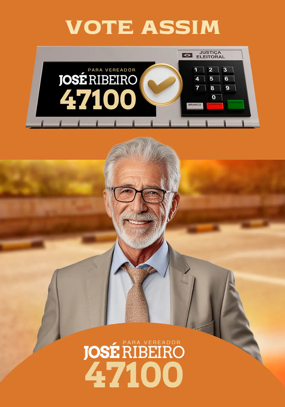 Santinho Político Impacto Editável no Canva 2
