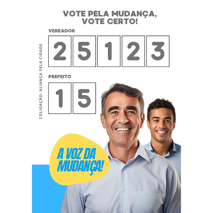 Santinho Político Frente e Verso Editável no Canva 2