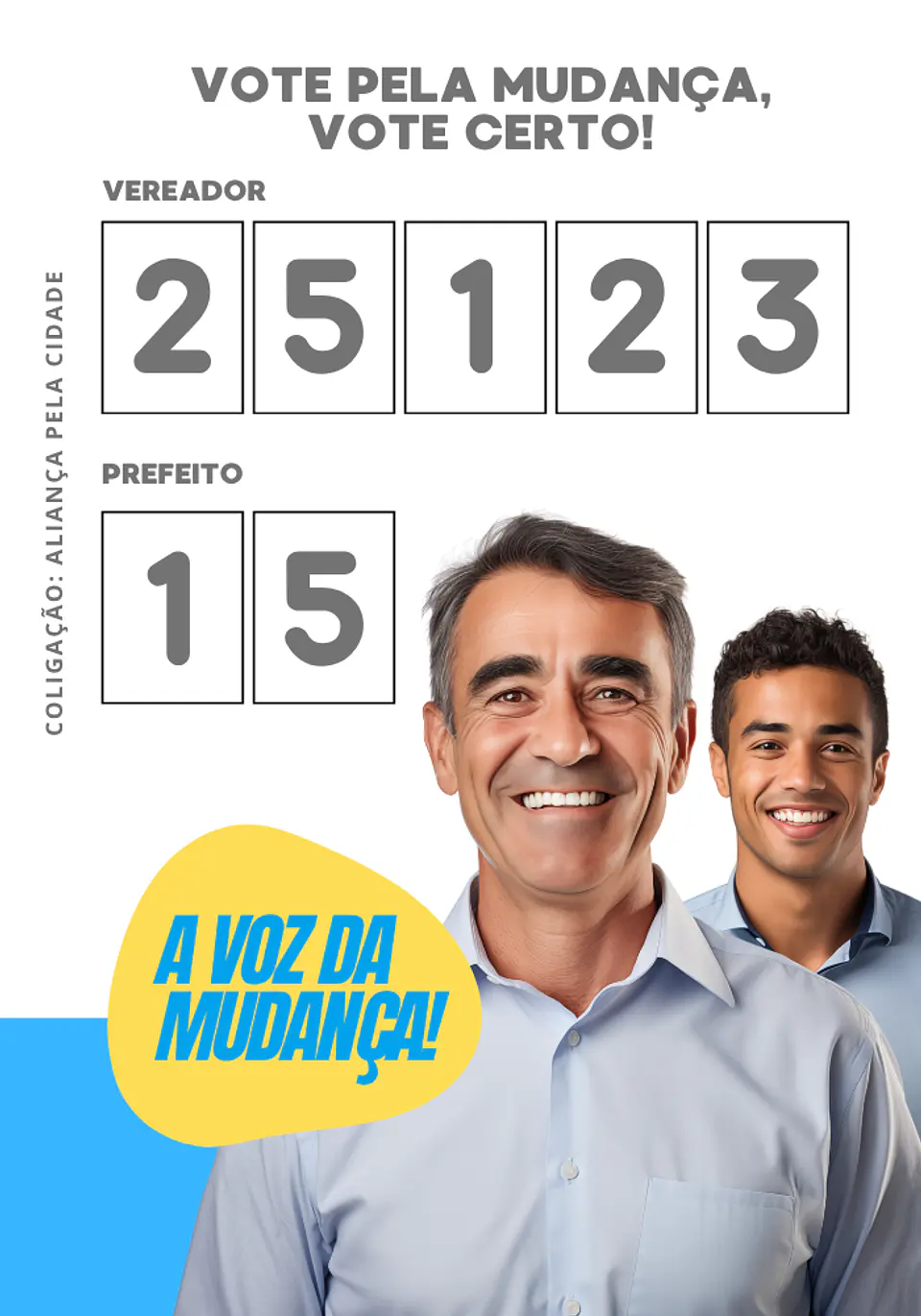 Santinho Político Frente e Verso Editável no Canva 2