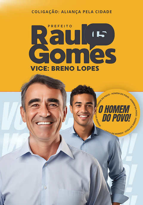 Santinho Político Dupla Foto Editável no Canva
