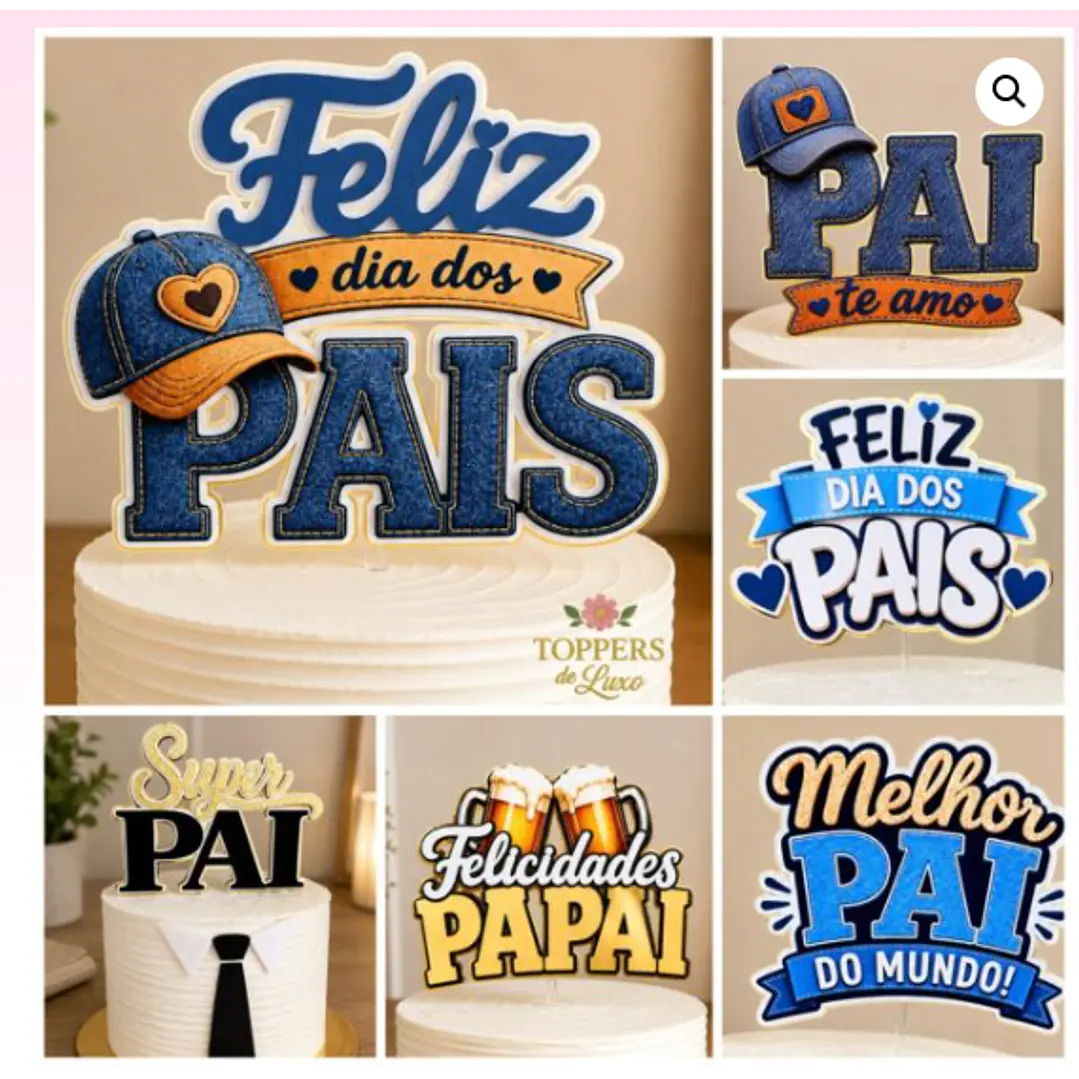 12 Artes para toppers de Bolo Dia dos Pais Arquivo em Pdf 1