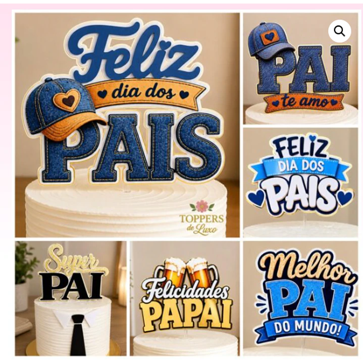 12 Artes para toppers de Bolo Dia dos Pais Arquivo em Pdf 1