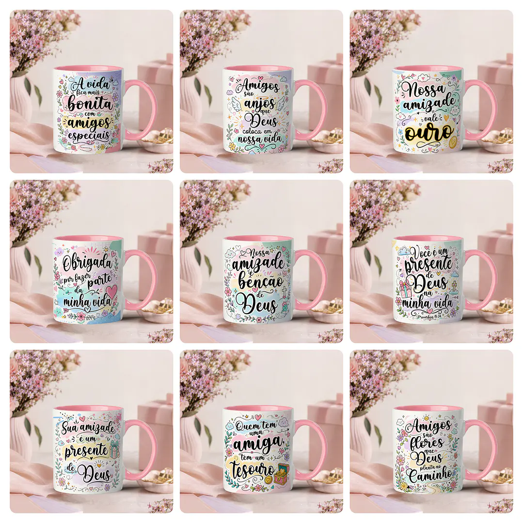 25 Artes para Caneca Amizades Amigas Arquivo Editável 2
