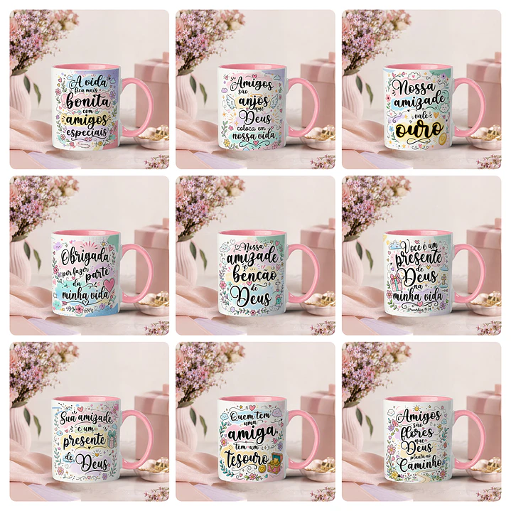 25 Artes para Caneca Amizades Amigas Arquivo Editável 2