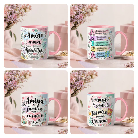 25 Artes para Caneca Amizades Amigas Arquivo Editável