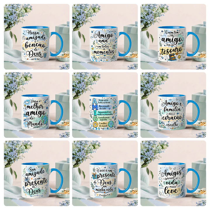 25 Artes para Caneca Amizades Amigas Arquivo Editável 3