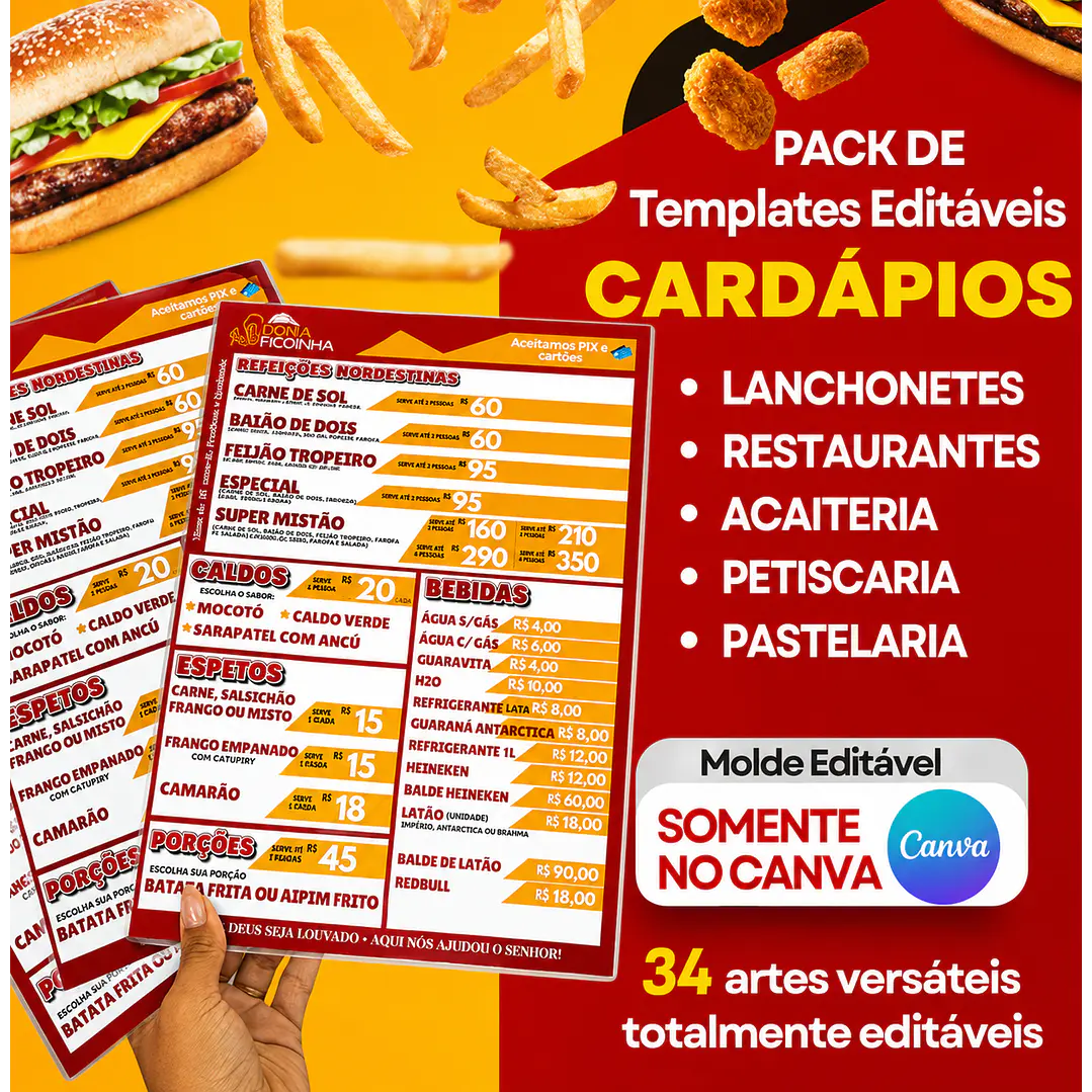 34 Artes para Cardapio Comercio Arquivo Editável em Canva  1