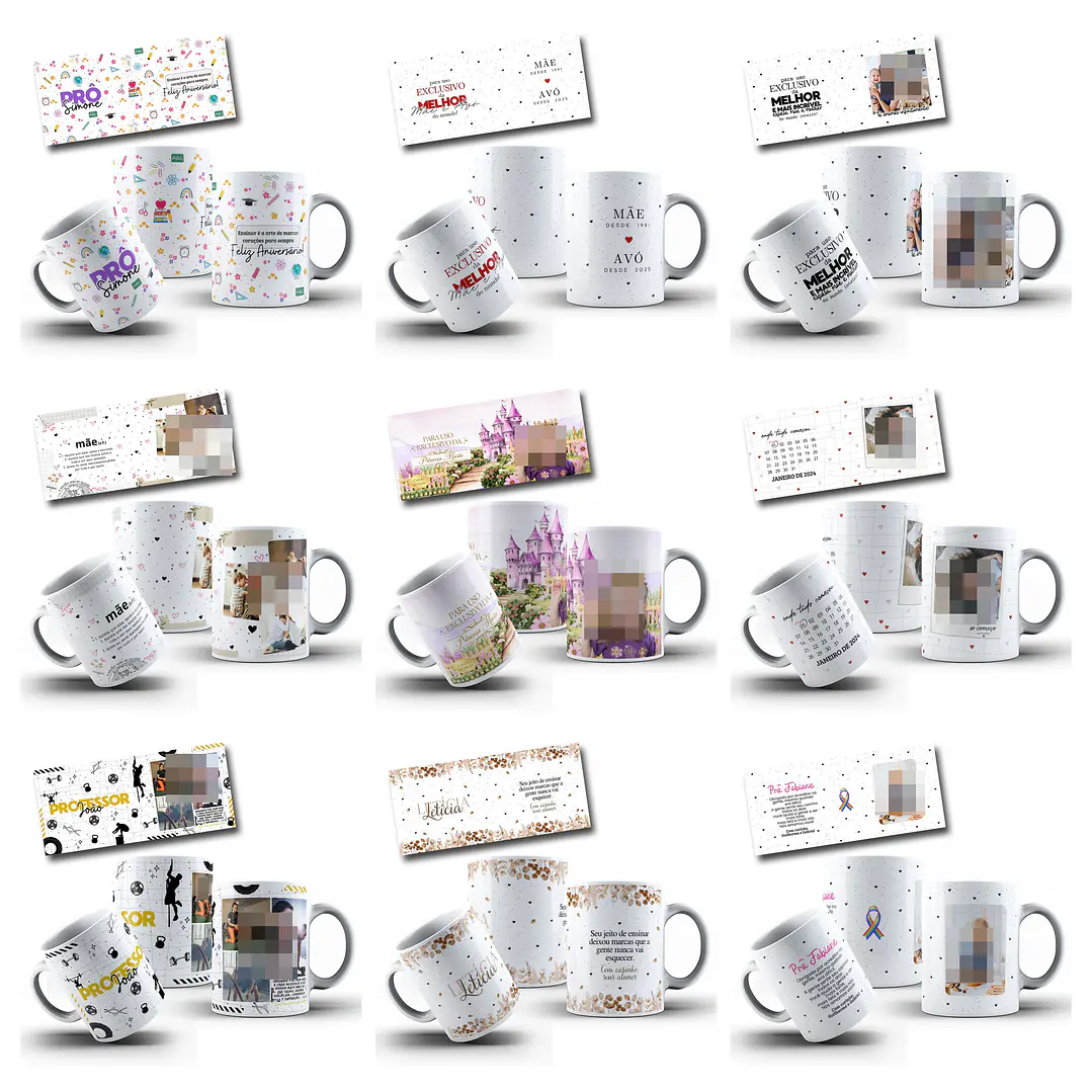100 Artes para Caneca com Temas diversos Arquivo Editável 12
