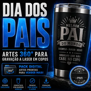 140 Artes para Copo Dia Dos Pais Gravação  a laser Arquivo em Png