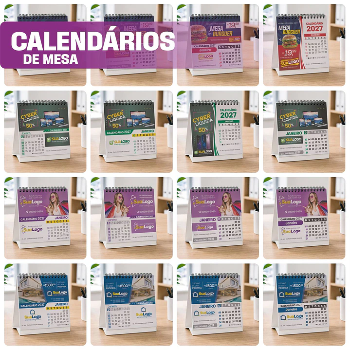 Mega Kit Calendário 2027 Editável Canva Corel PDF PNG 10