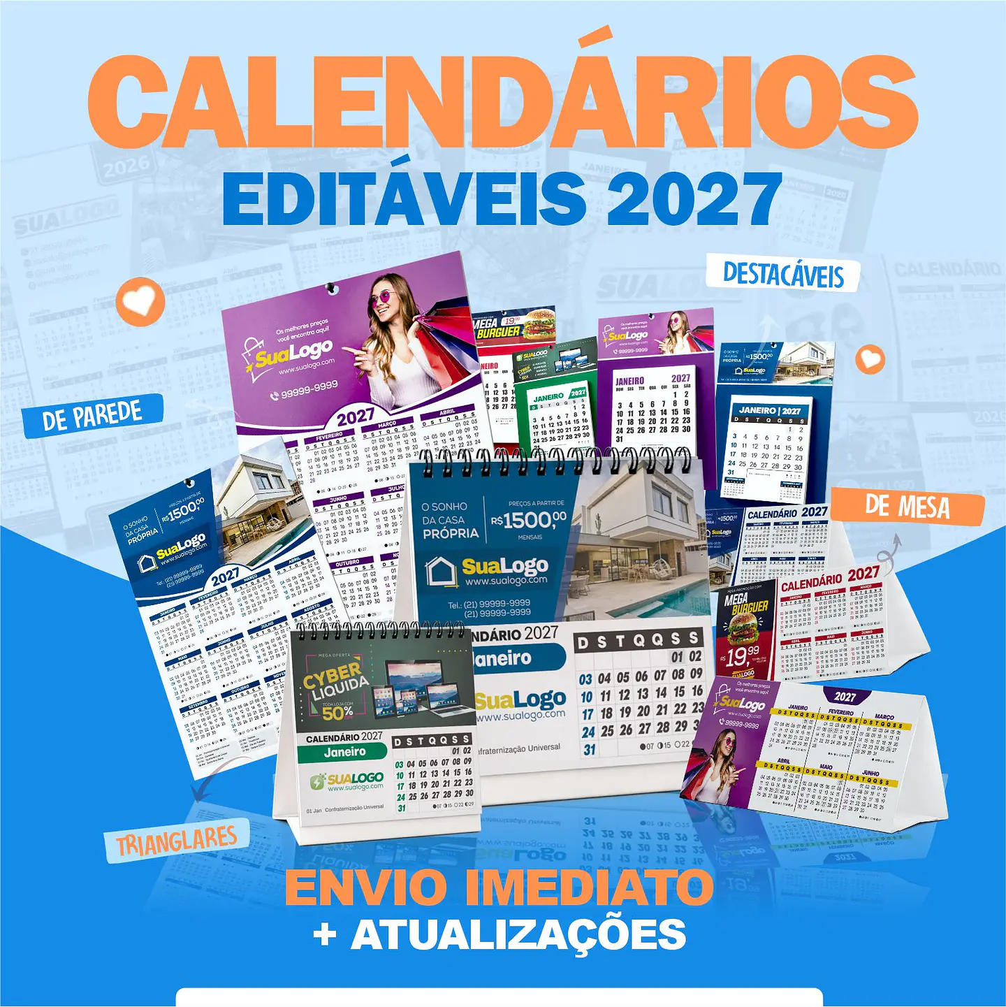 Mega Kit Calendário 2027 Editável Canva Corel PDF PNG 2