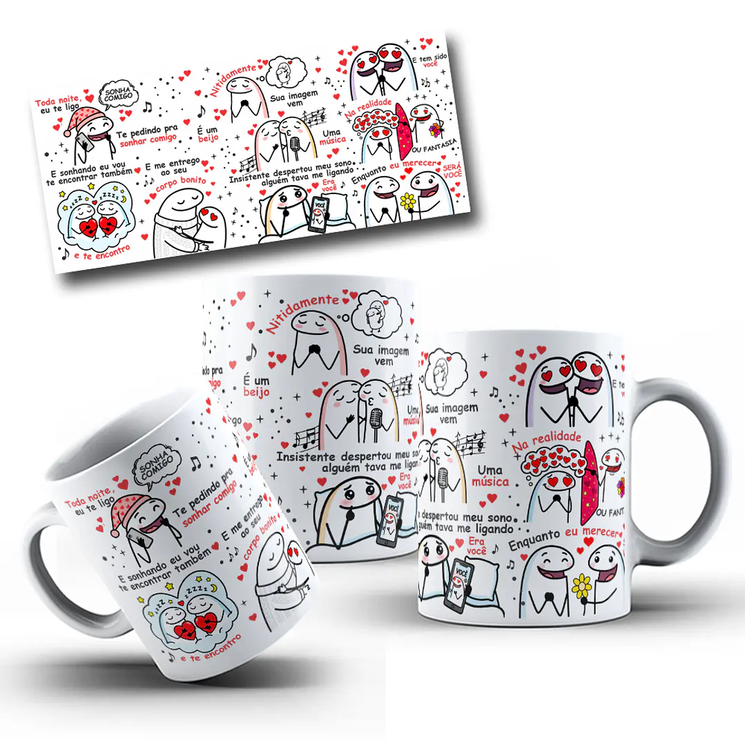 Artes Caneca Flork Toda noite eu te ligo, te pedindo pra sonhar comigo - Musica Realidade ou Fantasia - Henrique e Juliano Arquivo em Jpg 1