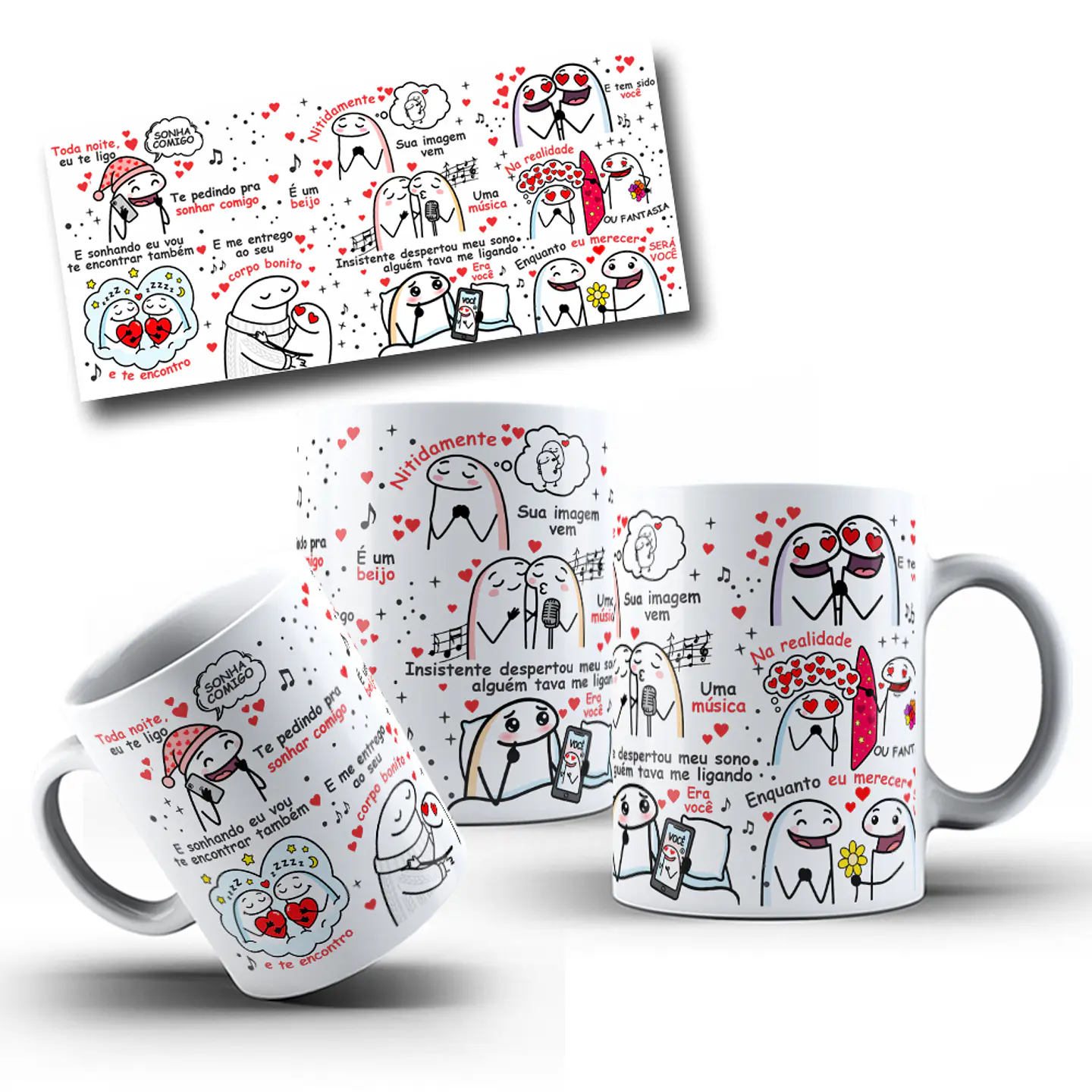Artes Caneca Flork Toda noite eu te ligo, te pedindo pra sonhar comigo - Musica Realidade ou Fantasia - Henrique e Juliano Arquivo em Jpg 1