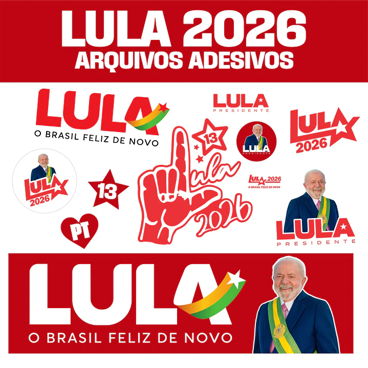 Adesivo Lula 2026 PNG + PDF + Vetor Editável CorelDRAW 2