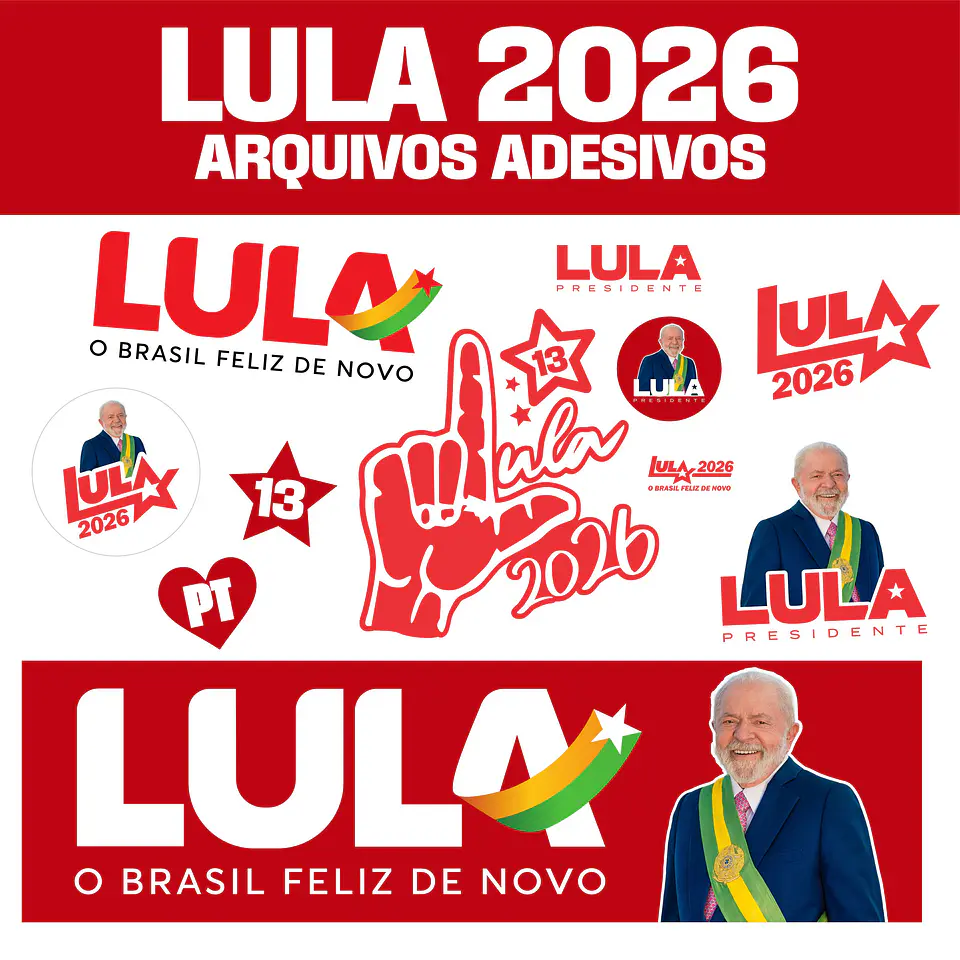 Adesivo Lula 2026 PNG + PDF + Vetor Editável CorelDRAW 2