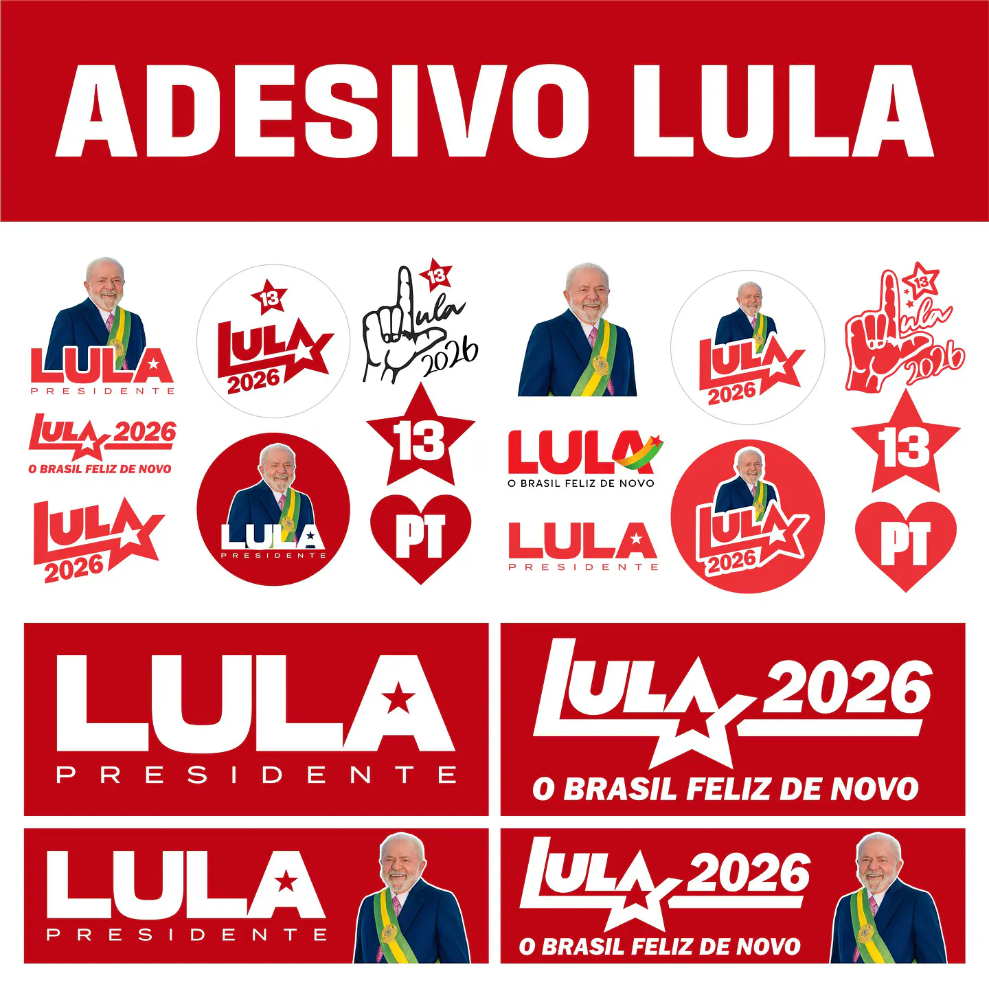 Adesivo Lula 2026 PNG + PDF + Vetor Editável CorelDRAW 1