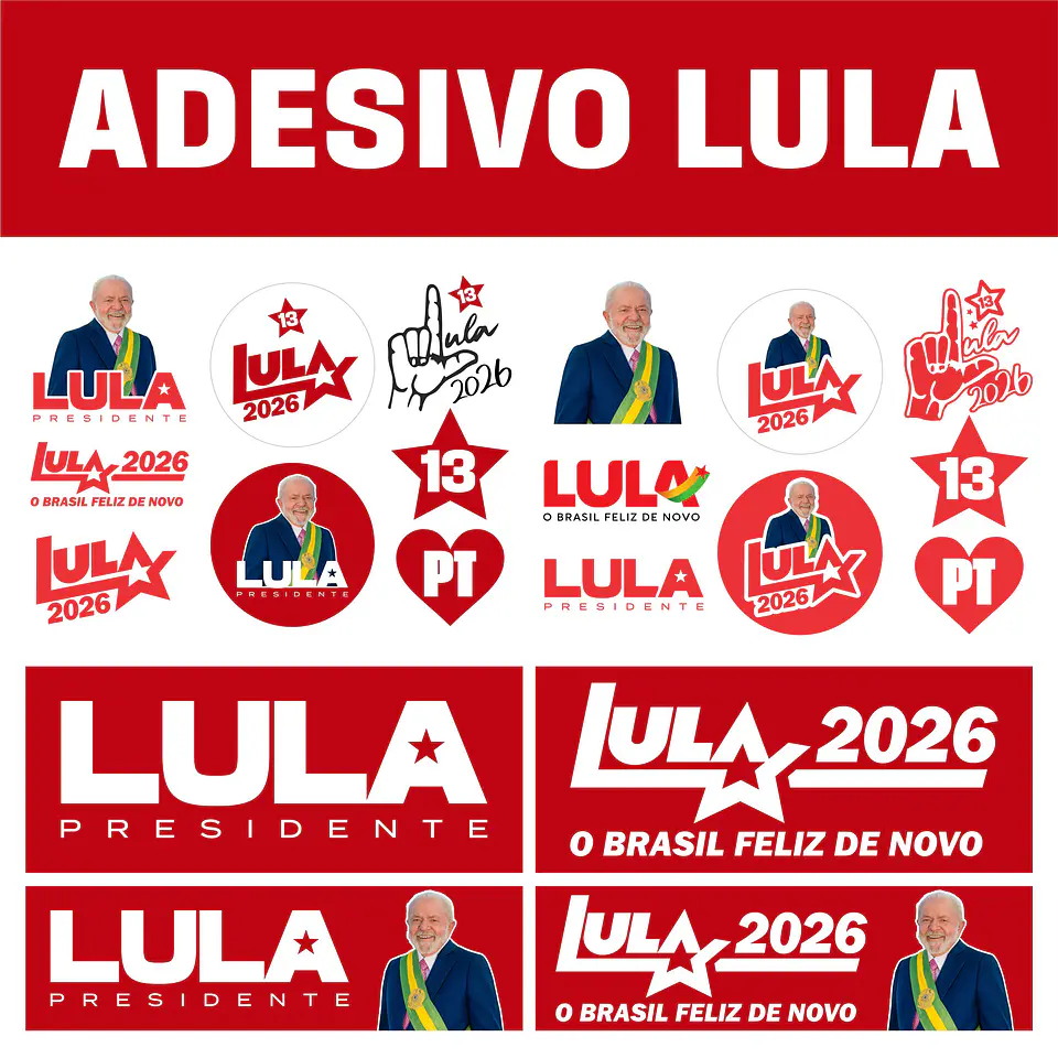 Adesivo Lula 2026 PNG + PDF + Vetor Editável CorelDRAW 1