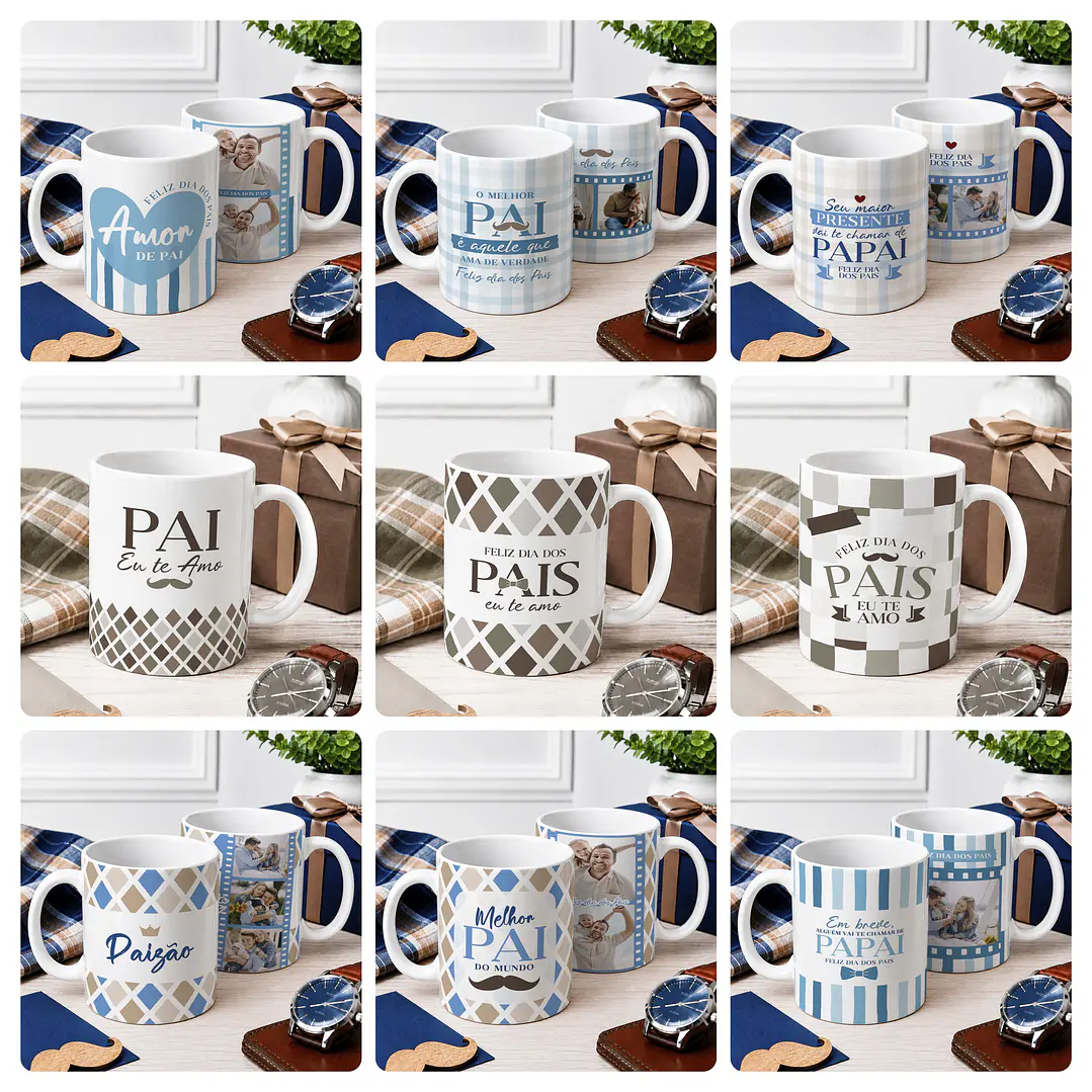 60 Artes para Caneca e Azulejo Dia dos Pais Com Foto e Sem Foto Arquivo Editável 1