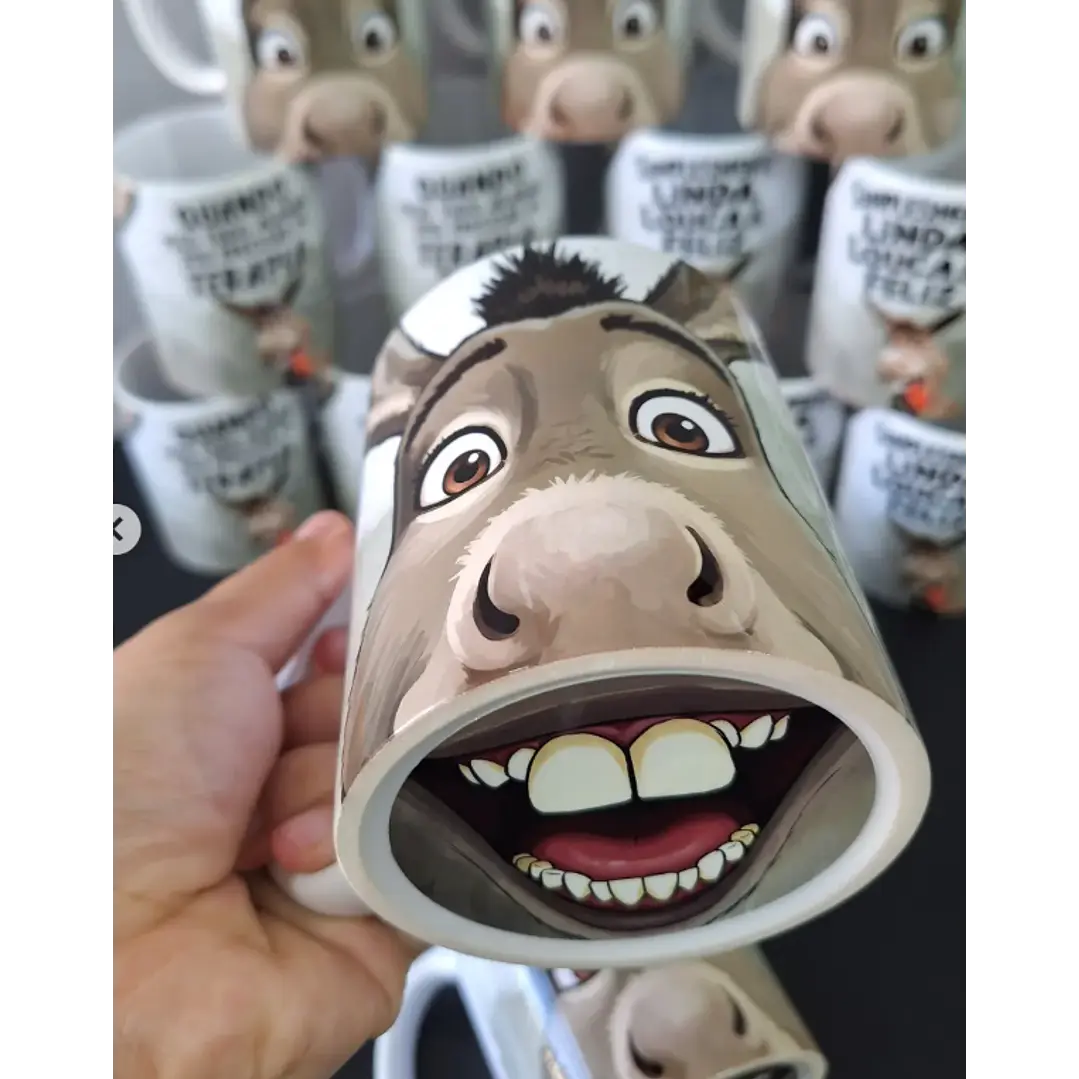 2 Artes Caneca Simplesmente Linda, Louca e Feliz Burro Shuerk Arquivo em Jpg 2