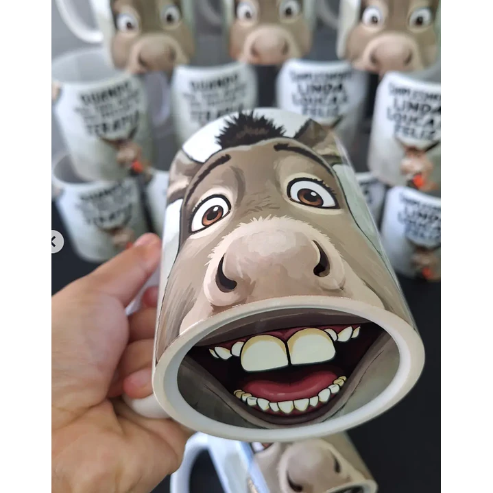 2 Artes Caneca Simplesmente Linda, Louca e Feliz Burro Shuerk Arquivo em Jpg 2