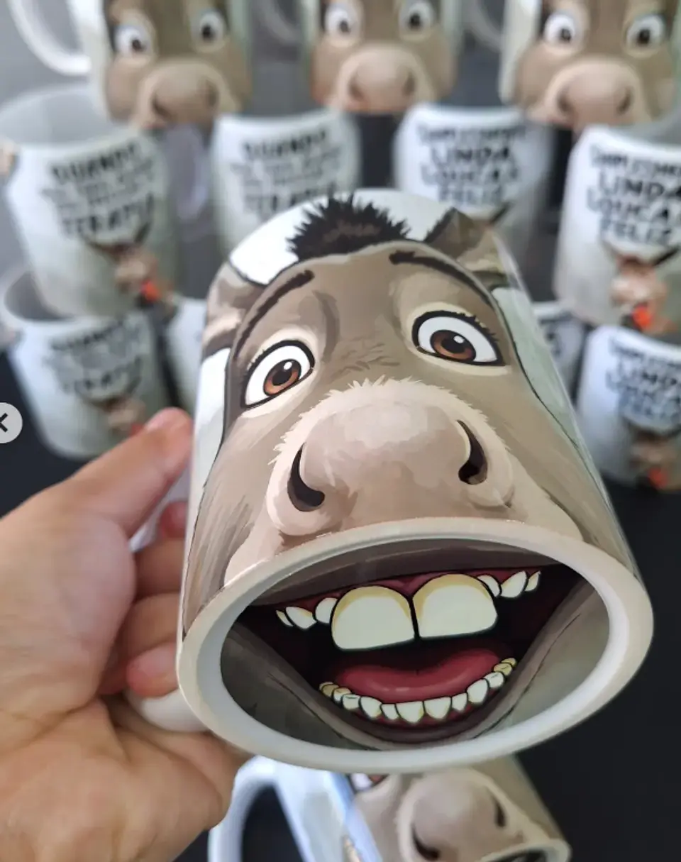 2 Artes Caneca Simplesmente Linda, Louca e Feliz Burro Shuerk Arquivo em Jpg 2