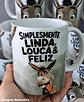 2 Artes Caneca Simplesmente Linda, Louca e Feliz Burro Shuerk Arquivo em Jpg - Miniatura 1