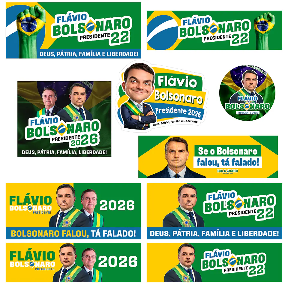 Adesivo Flávio Bolsonaro 2026 PNG + PDF + Vetor Editável CorelDRAW 3