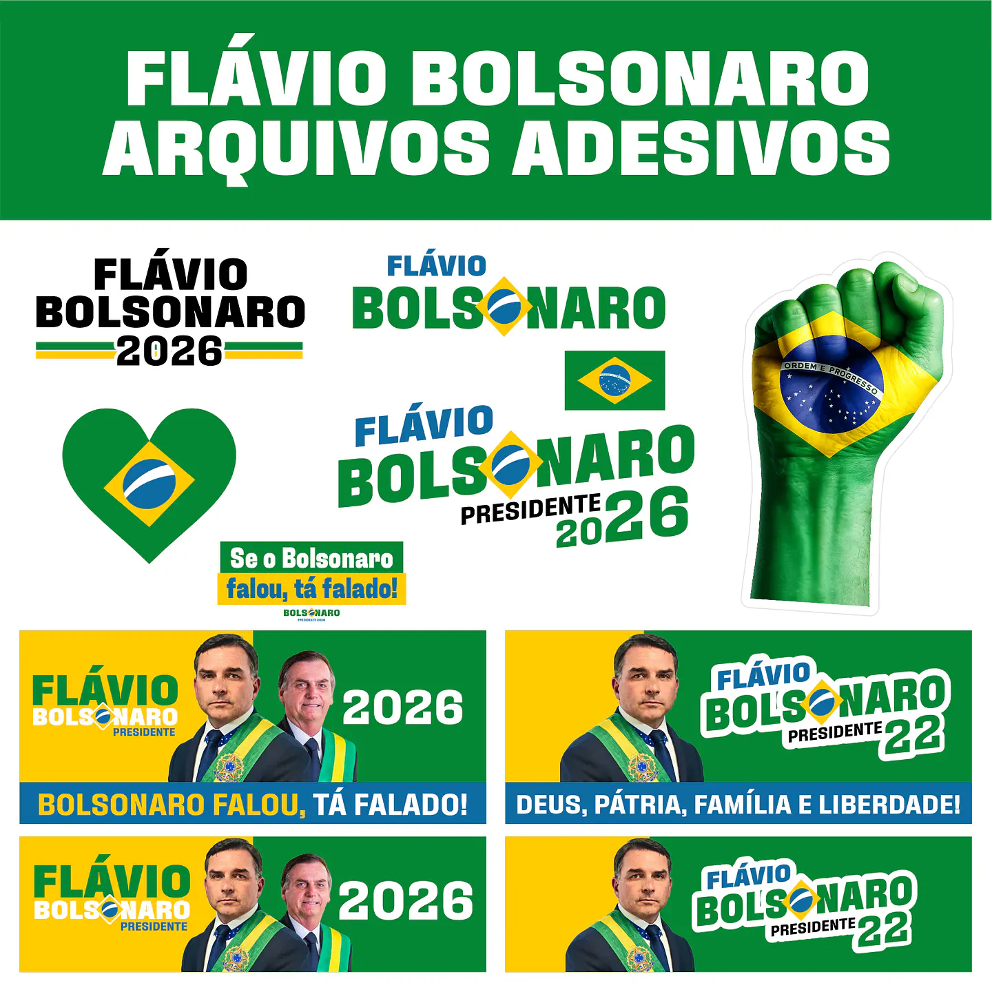 Adesivo Flávio Bolsonaro 2026 PNG + PDF + Vetor Editável CorelDRAW 2
