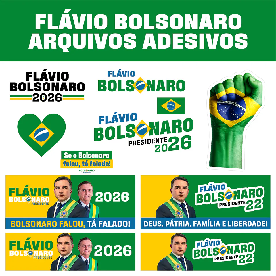 Adesivo Flávio Bolsonaro 2026 PNG + PDF + Vetor Editável CorelDRAW 2