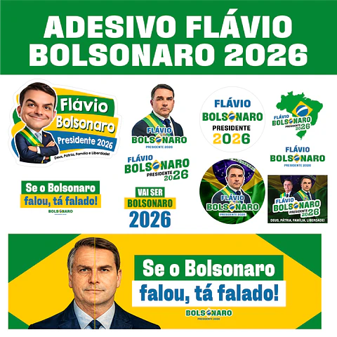Adesivo Flávio Bolsonaro 2026 PNG + PDF + Vetor Editável CorelDRAW