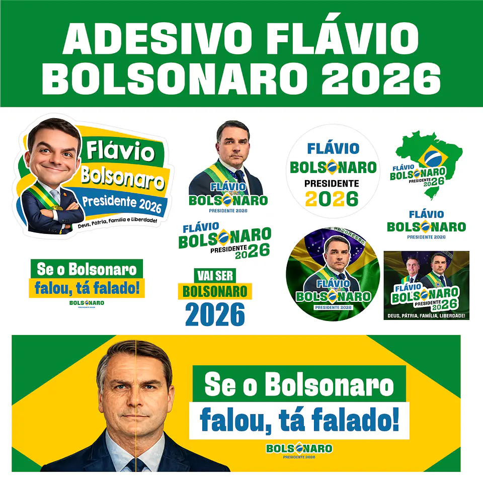 Adesivo Flávio Bolsonaro 2026 PNG + PDF + Vetor Editável CorelDRAW 1