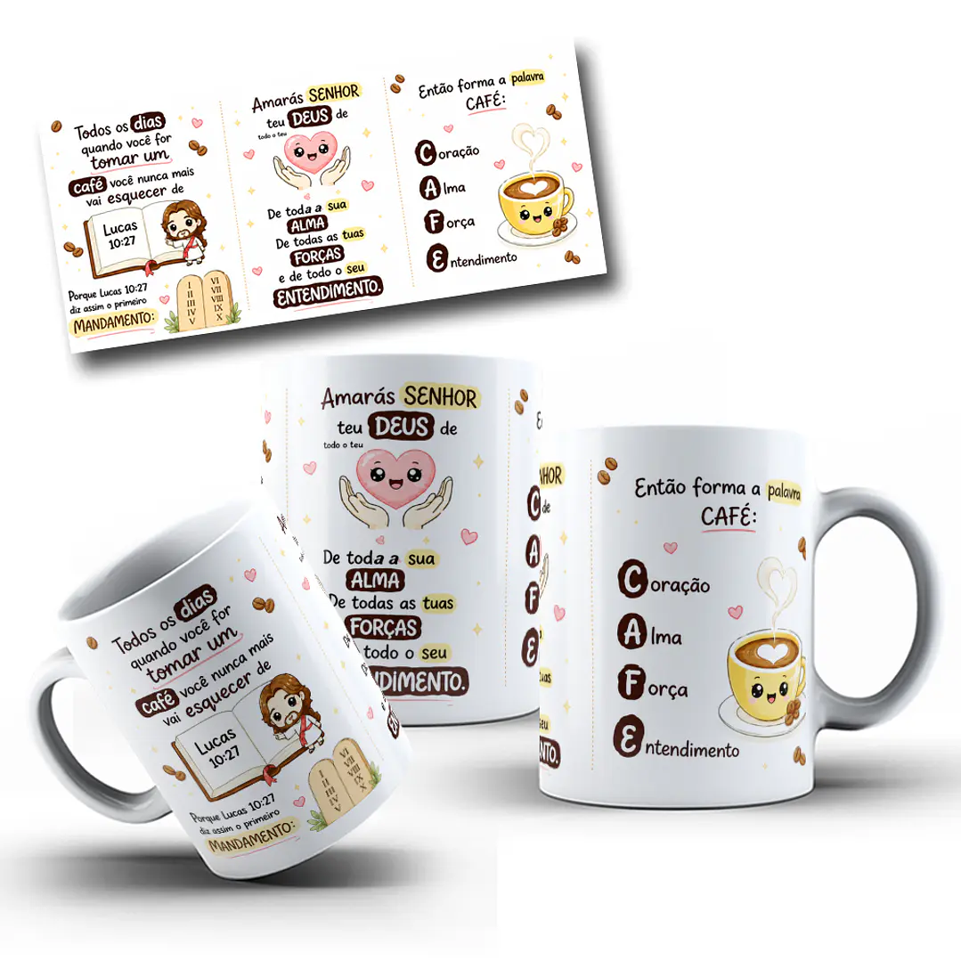 Artes para Caneca Todos os dias quando você for tomar um café  Lucas 10:27 em Png 1