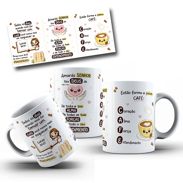 Artes para Caneca Todos os dias quando você for tomar um café  Lucas 10:27 em Png 1