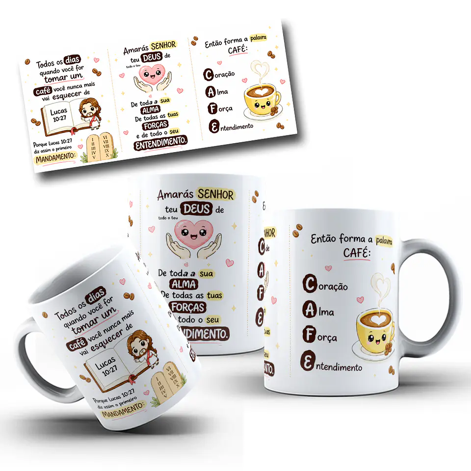 Artes para Caneca Todos os dias quando você for tomar um café  Lucas 10:27 em Png 1