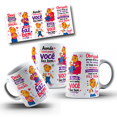 Artes para Caneca Capivara deus abençoe sua vida minha amiga, você é uma bênção, você faz bem, aonde você passa em Png