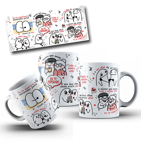 Artes para Caneca Flork Eu te esperarei e sentaremos junto frente ao mar  - Musica Thaeme e Thiago em Png 