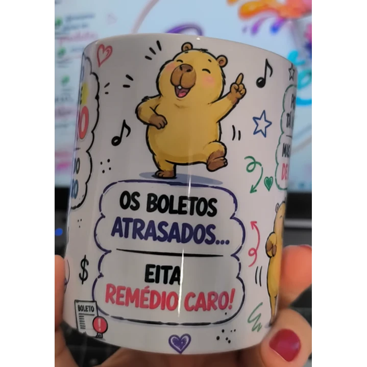 Artes para Caneca Capivara lá vai o bando de magro o bonde do monjaro, os boletos atrasados... em Png  2