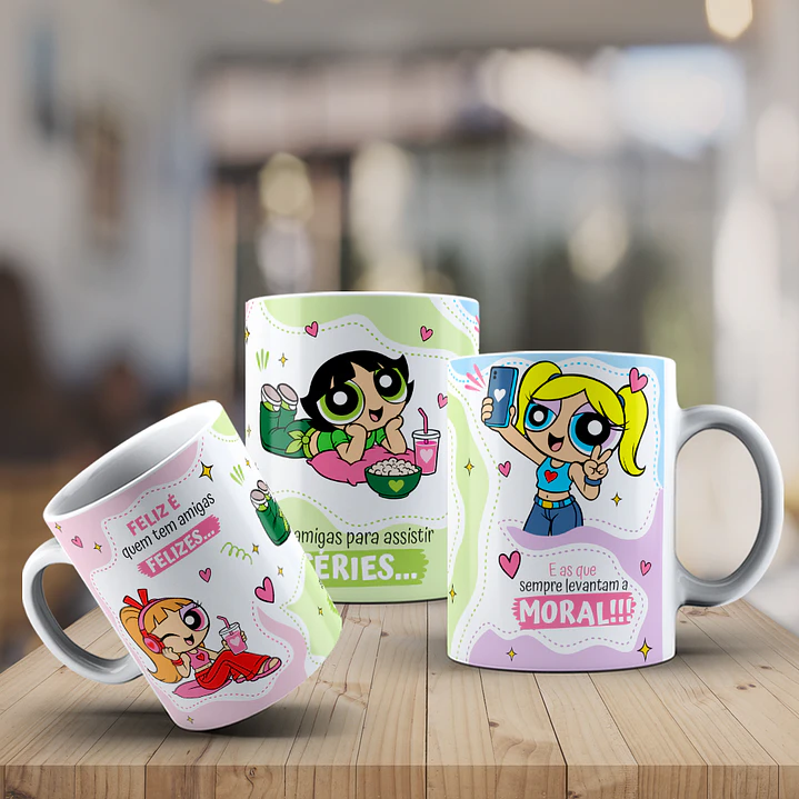 4 Artes para Caneca Amigas Meninas Super Poderosas Arquivo Editável 4