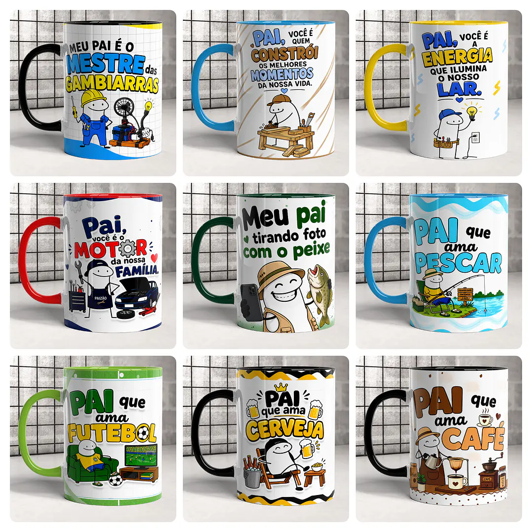 20 Artes para Caneca Dia dos Pai Flork Divertido Arquivo em Png 2