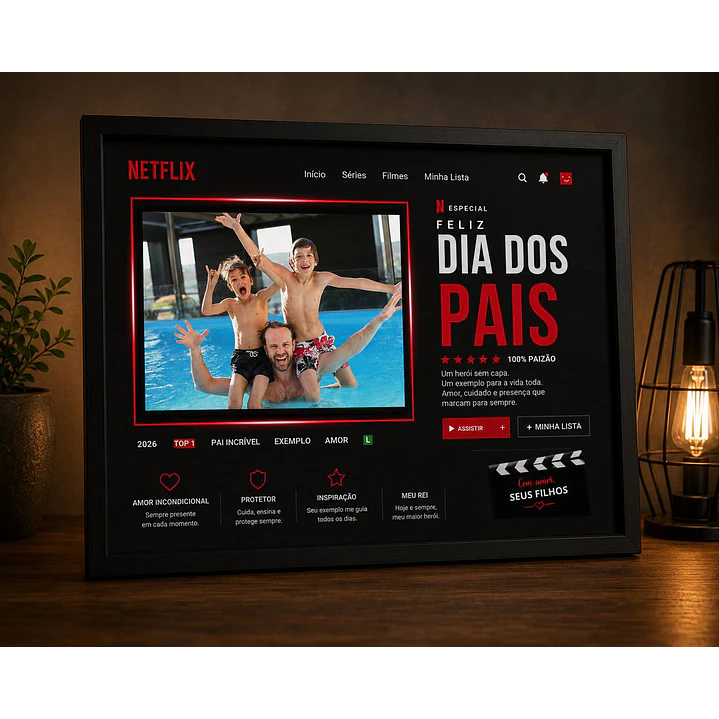 Arte para Caneca e Quadro Dia dos Pais Netflix Arquivo editável  2