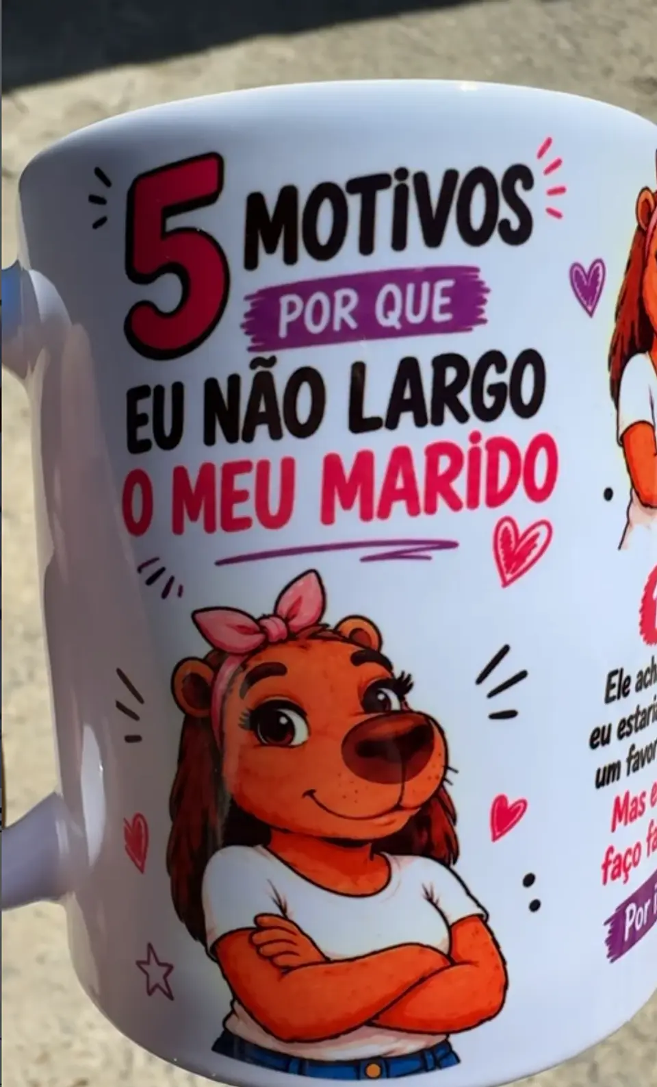 Arte Caneca 5 Motivos porque eu não largo o meu marido - Capivara Arquivo em Jpg 1